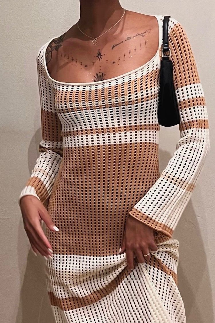 VRG GRL Work Of Art Crochet Maxi Dress // Natural sold by Verge Girl product image thumbnail 4