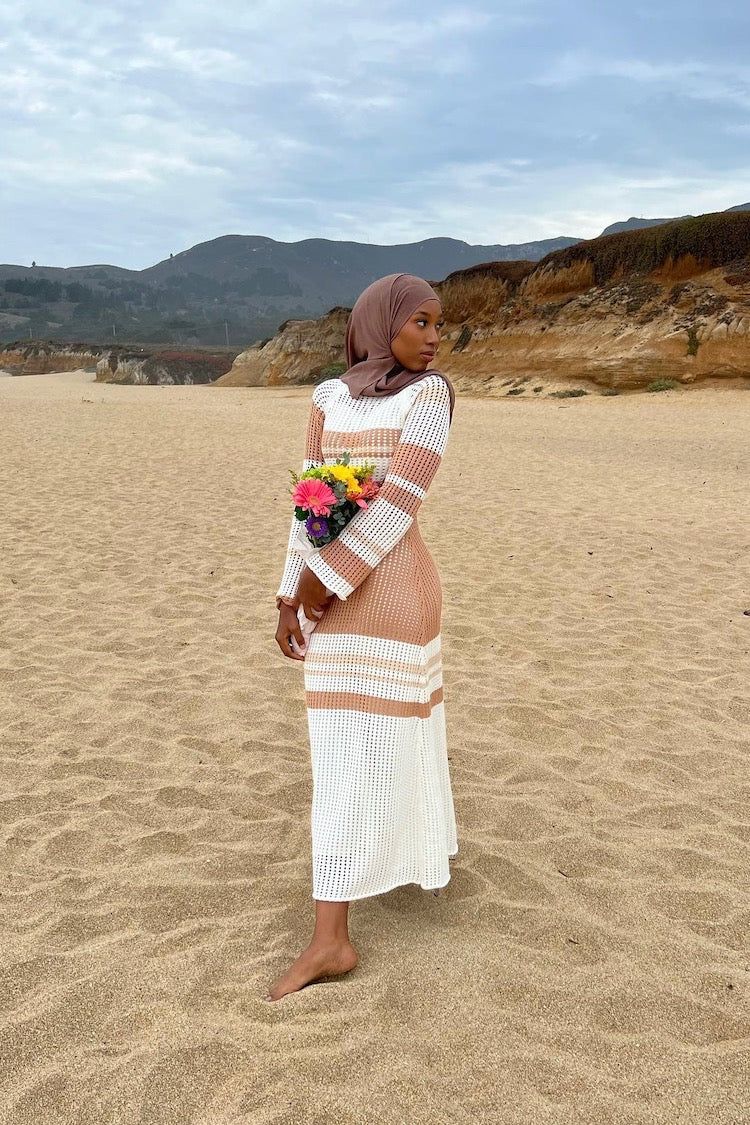 VRG GRL Work Of Art Crochet Maxi Dress // Natural sold by Verge Girl product image thumbnail 5