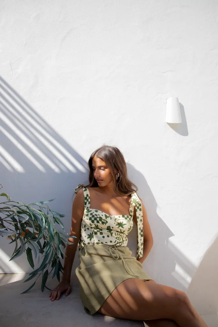 Salty Hair Tie Top Green Print sold by Verge Girl product image thumbnail 4