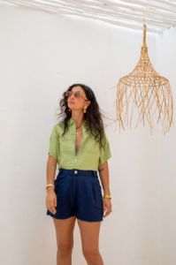 Baja Linen Top Green sold by Verge Girl