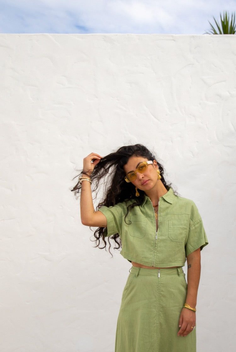 Baja Linen Top Green sold by Verge Girl product image thumbnail 5