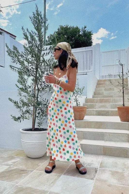 Soleil Bias Cut Midi Dress Star sold by Verge Girl