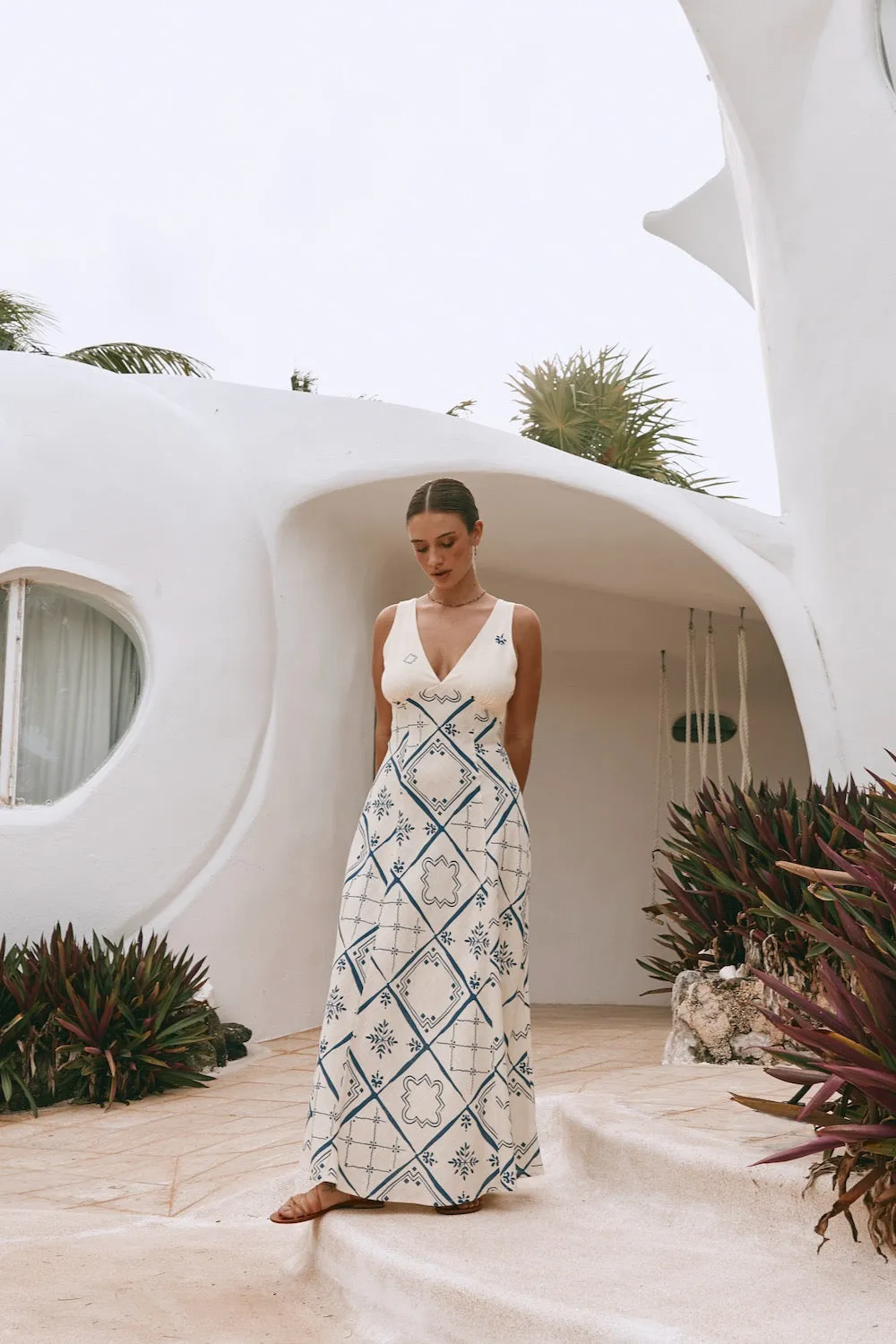 Charley Bias Cut Midi Dress Natural sold by Verge Girl