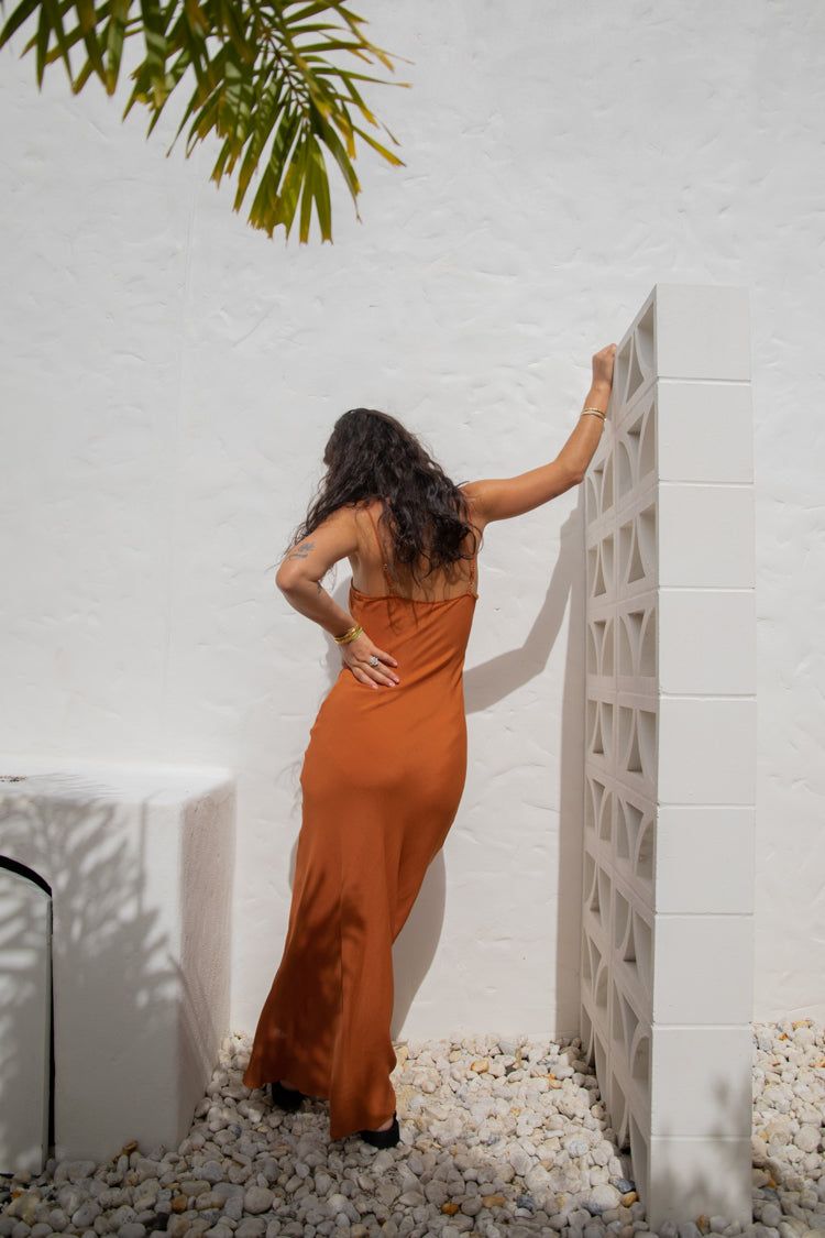 VRG GRL Good Intentions Bias Cut Maxi Dress // Rust sold by Verge Girl product image thumbnail 5