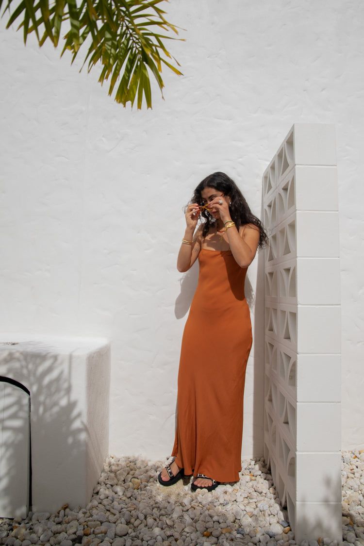 VRG GRL Good Intentions Bias Cut Maxi Dress // Rust sold by Verge Girl product image thumbnail 2