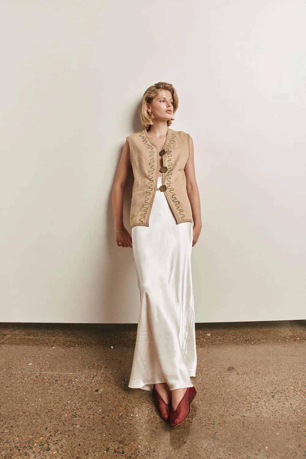 Florence Bias Cut Midi Skirt Cream sold by Verge Girl product image thumbnail 3