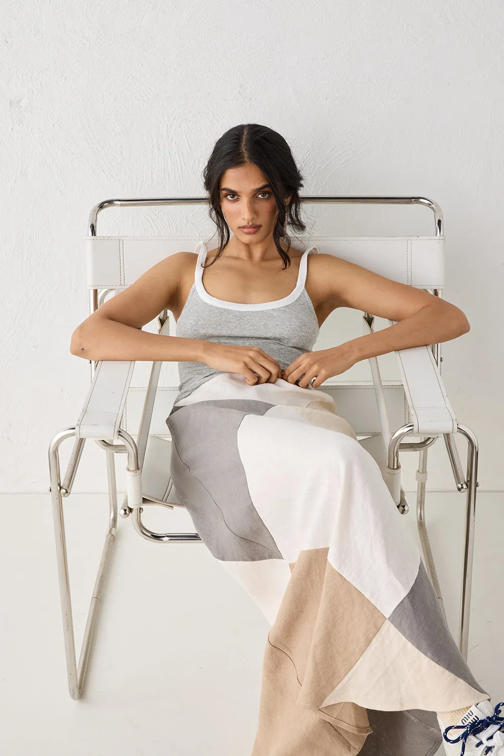 Valencia Bias Cut Linen Maxi Skirt Charcoal sold by Verge Girl product image thumbnail 3
