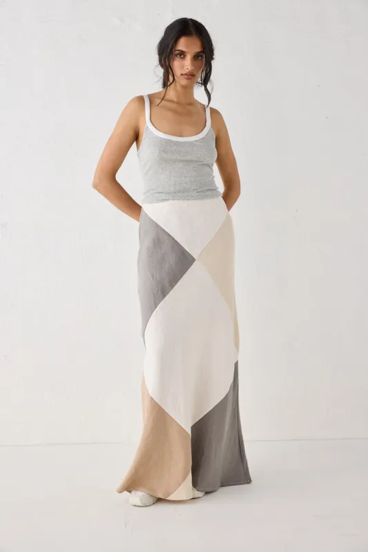 Valencia Bias Cut Linen Maxi Skirt Charcoal sold by Verge Girl
