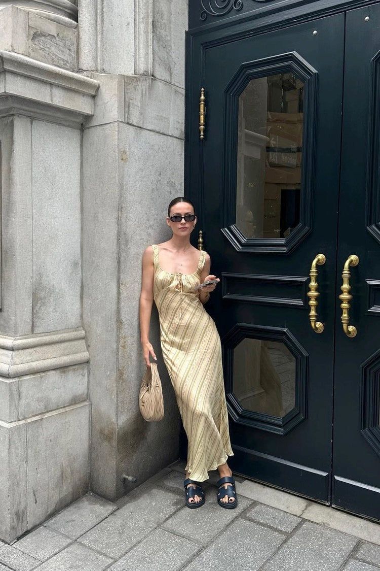 VRG GRL Rosa Bias Cut Maxi Dress // Stripe sold by Verge Girl product image thumbnail 3