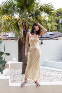 Rosa Bias Cut Maxi Dress Stripe sold by Verge Girl