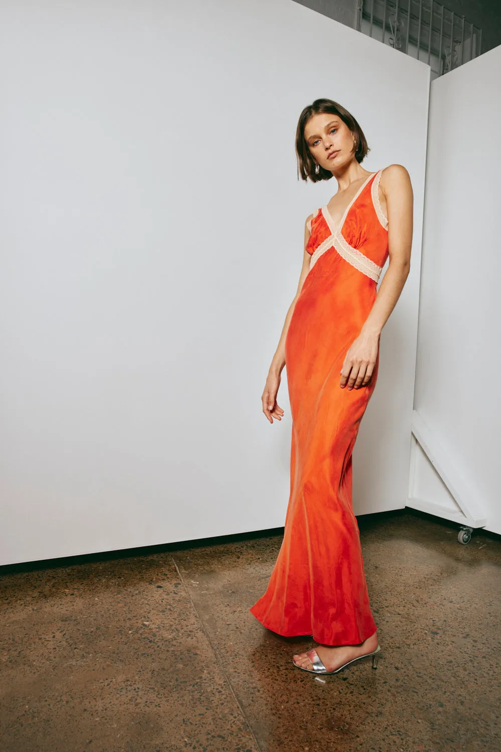 Meet Me On The Dance Floor Bias Cut Maxi Dress Orange sold by Verge Girl product image thumbnail 5