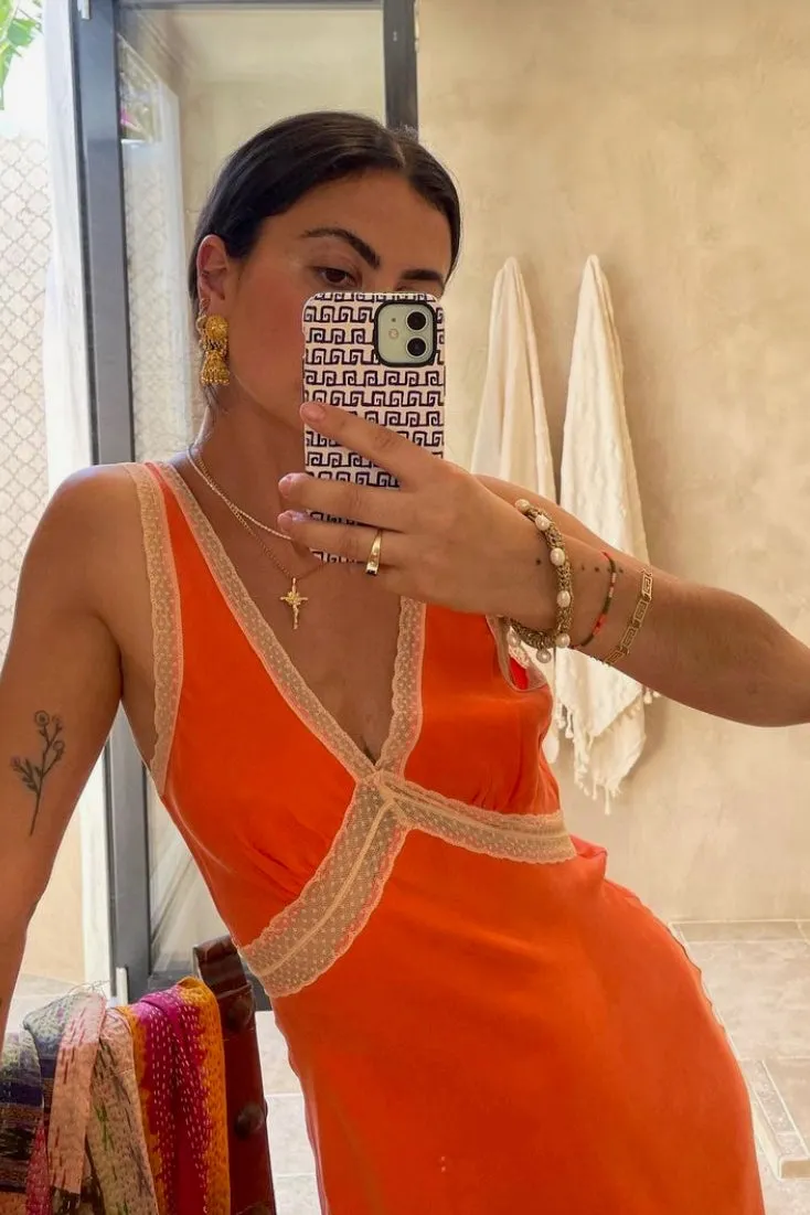 Meet Me On The Dance Floor Bias Cut Maxi Dress Orange sold by Verge Girl product image thumbnail 3