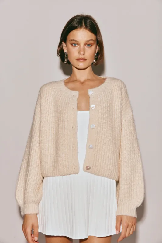 Elsie Knit Cardigan Cream made by Verge Girl