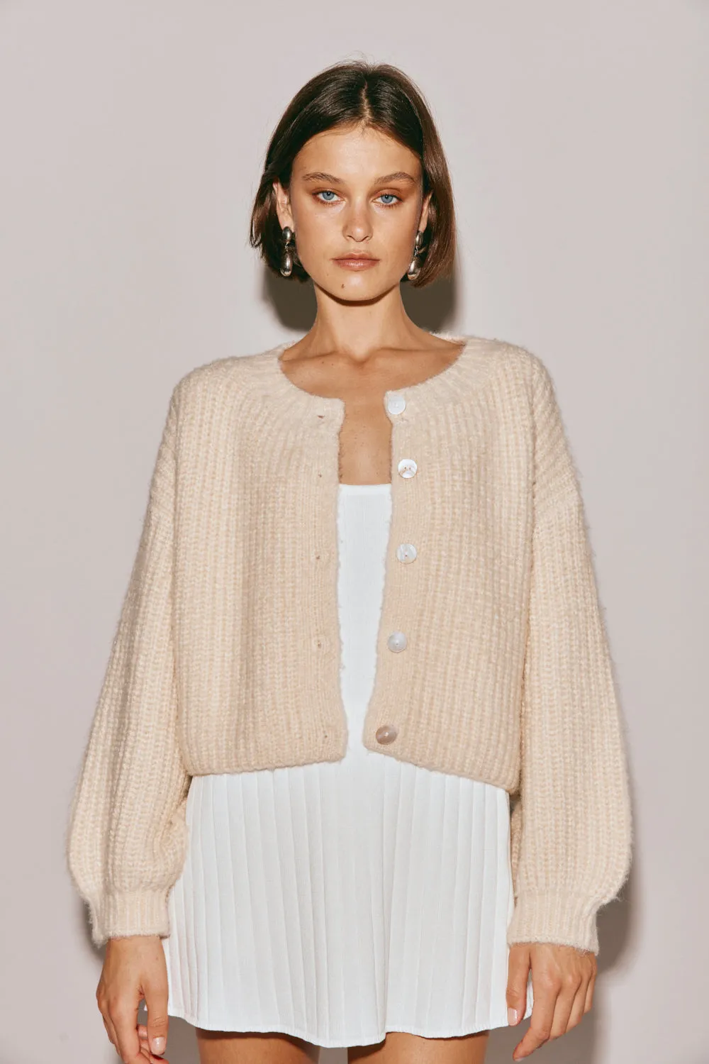 Elsie Knit Cardigan Cream sold by Verge Girl