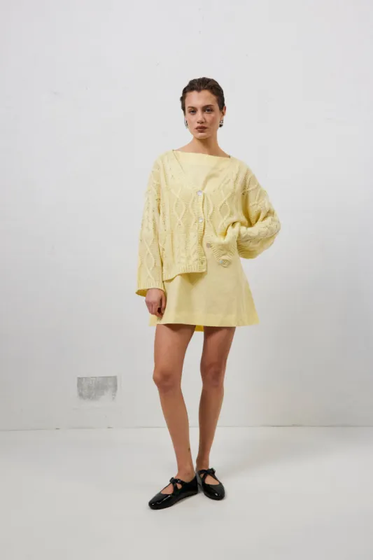 Lola Knit Cardigan Lemon sold by Verge Girl