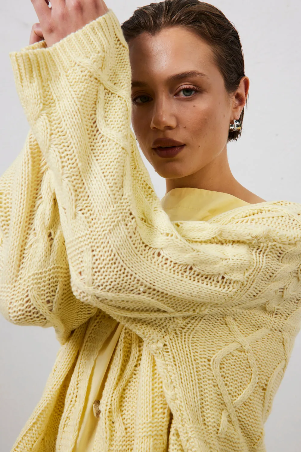 Lola Knit Cardigan Lemon sold by Verge Girl product image thumbnail 2
