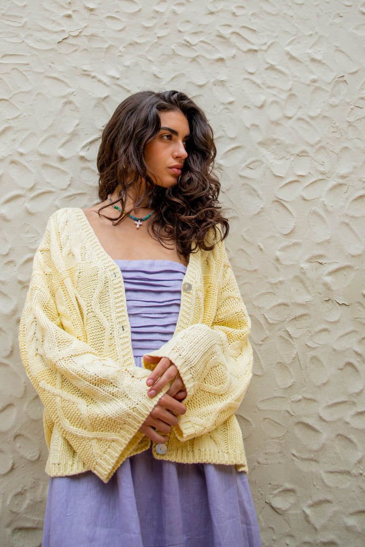 VRG GRL Lola Knit Cardigan // Lemon sold by Verge Girl