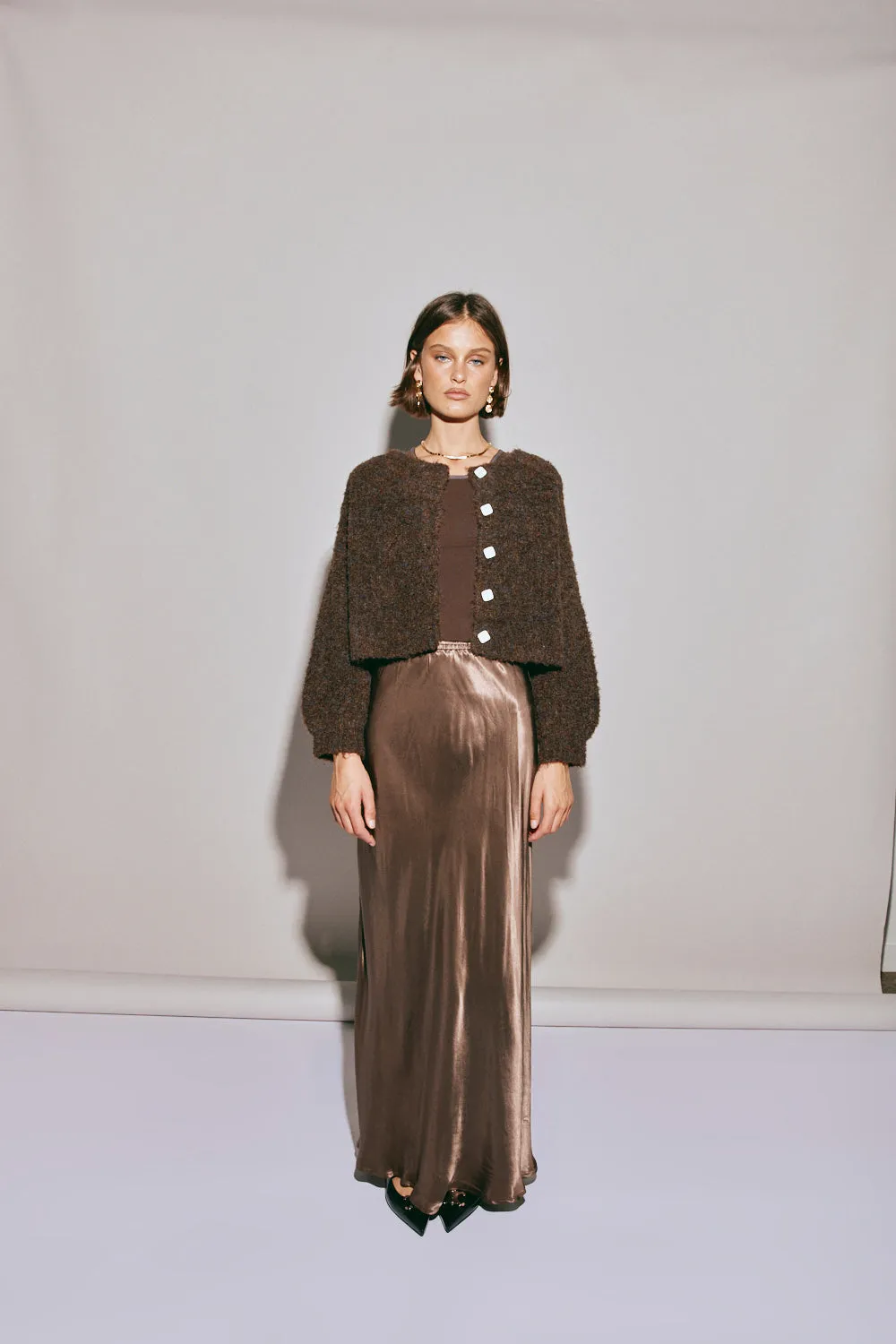 Elsie Knit Cardigan Chocolate sold by Verge Girl product image thumbnail 2
