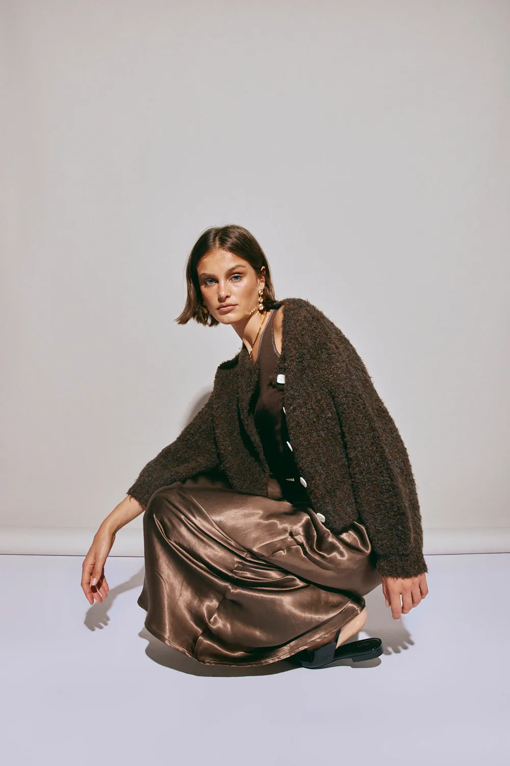 Elsie Knit Cardigan Chocolate sold by Verge Girl product image thumbnail 4