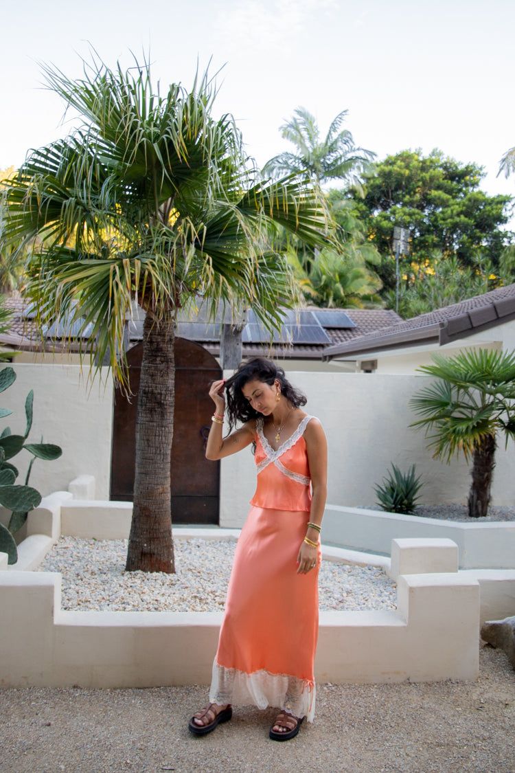 Trouble With Us Bias Cut Maxi Skirt Orange sold by Verge Girl product image thumbnail 3