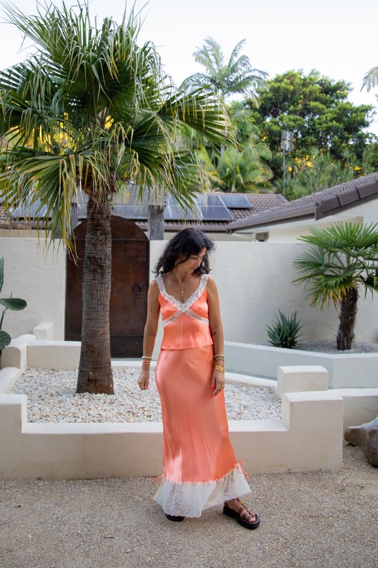 Trouble With Us Bias Cut Maxi Skirt Orange sold by Verge Girl product image thumbnail 5