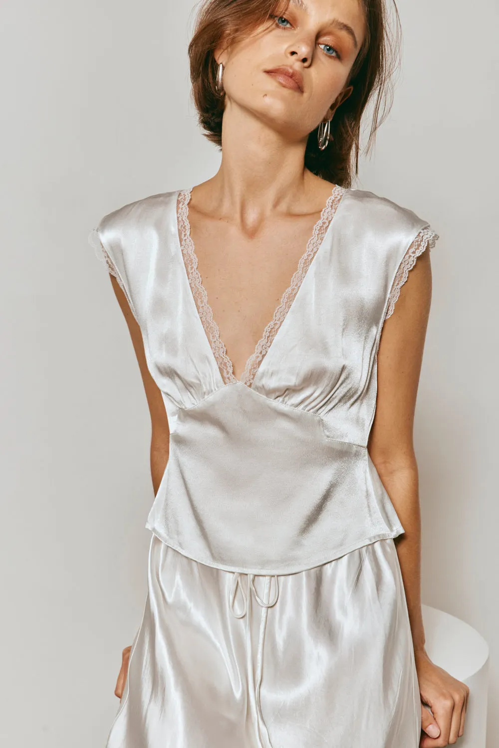 Vintage Lover Tie Back Top White sold by Verge Girl