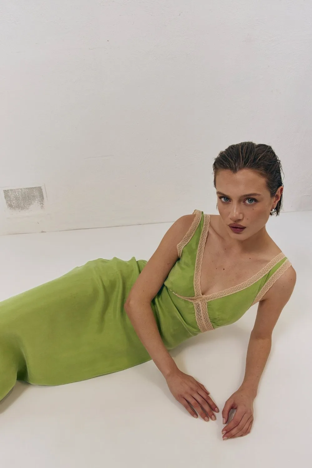 Meet Me On The Dance Floor Bias Cut Maxi Dress Lime sold by Verge Girl product image thumbnail 2