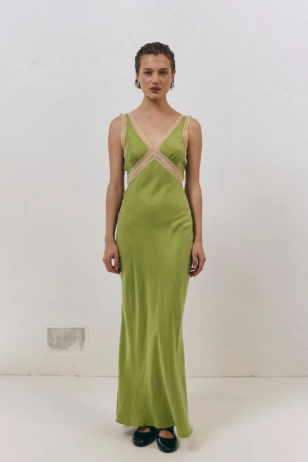 Meet Me On The Dance Floor Bias Cut Maxi Dress Lime sold by Verge Girl