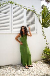 VRG GRL Under The Sun Knit Maxi Dress // Olive sold by Verge Girl