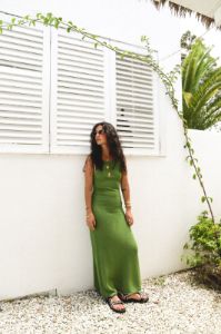 VRG GRL Under The Sun Knit Maxi Dress // Olive sold by Verge Girl