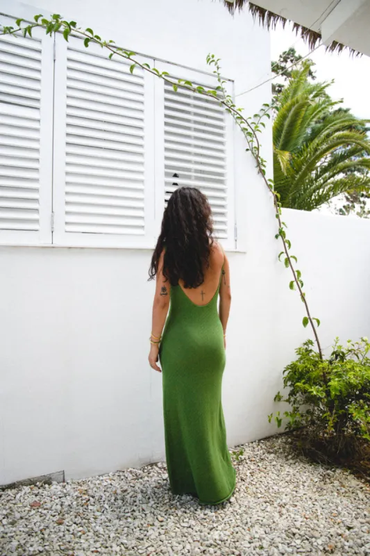 Under The Sun Knit Maxi Dress Olive sold by Verge Girl