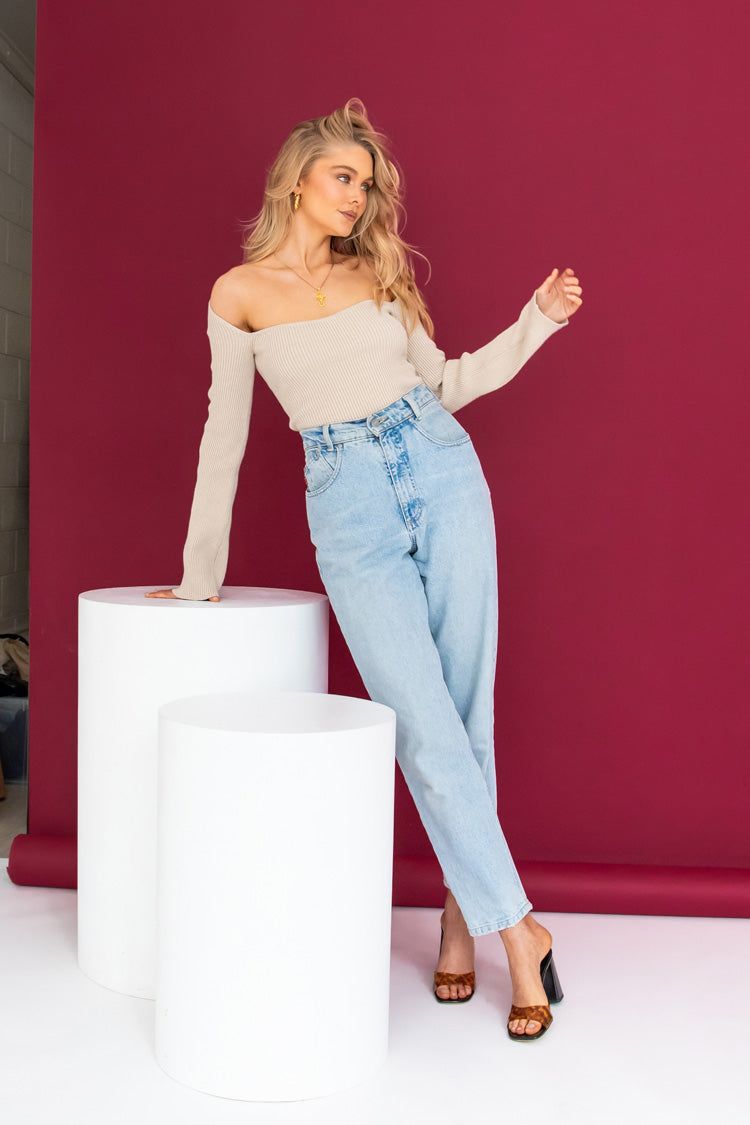 VRG GRL New Fashion Ribbed Knit Top // Natural sold by Verge Girl product image thumbnail 3