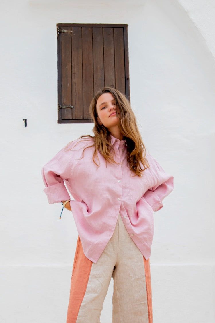 San Antonio Linen Shirt Blush sold by Verge Girl
