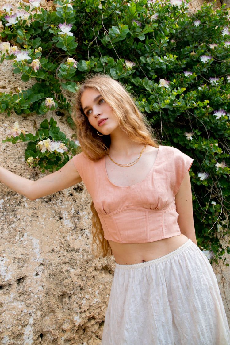 Camille Linen Top Blush sold by Verge Girl