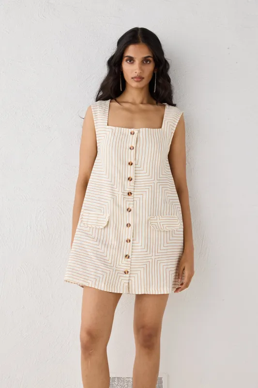 Heidi Linen Mini Dress Juno sold by Verge Girl