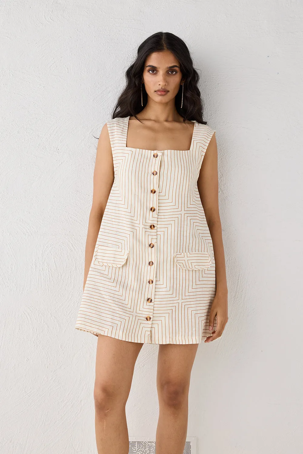 Heidi Linen Mini Dress Juno sold by Verge Girl