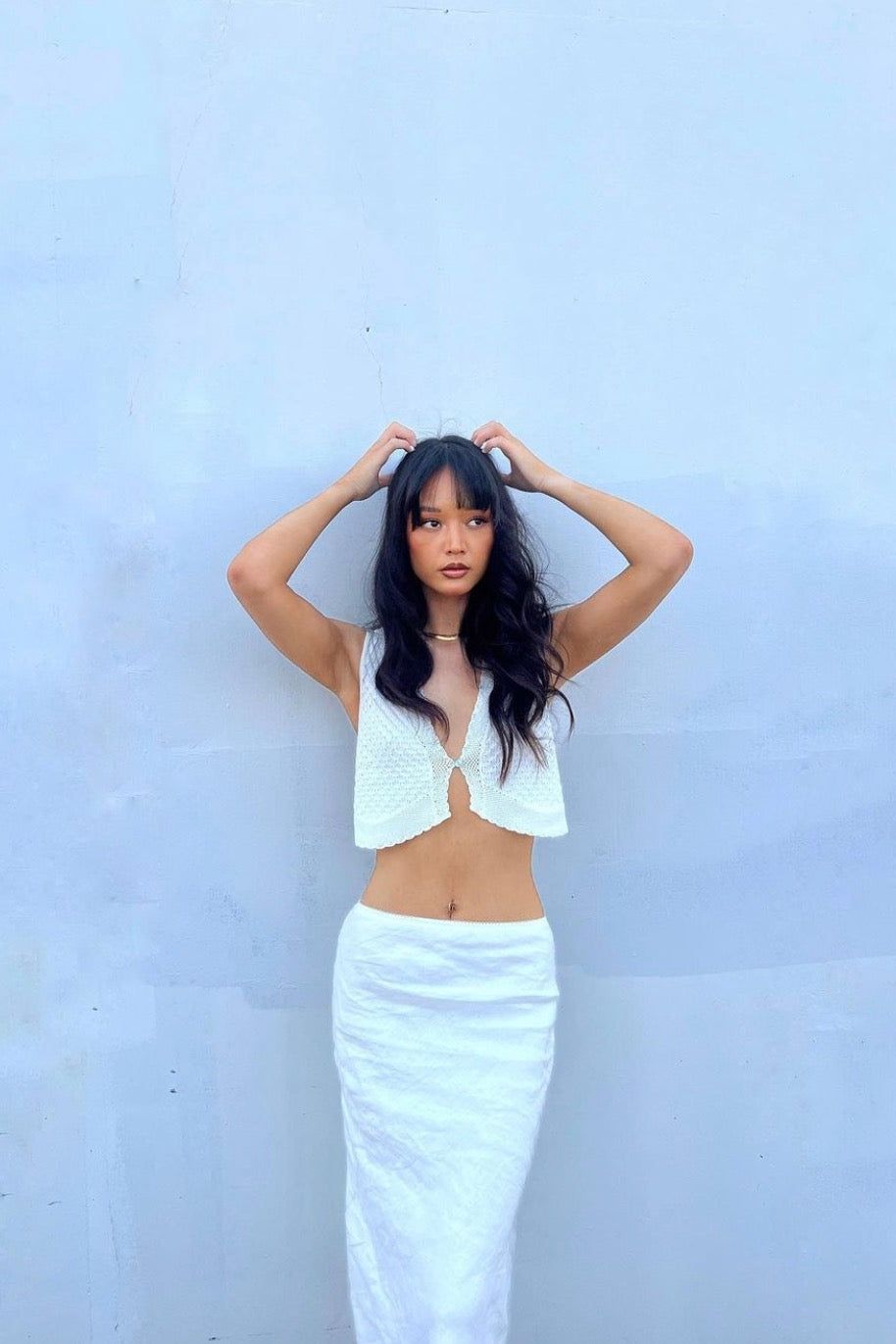 Italian Streets Linen Bias Cut Maxi Skirt White sold by Verge Girl product image thumbnail 7