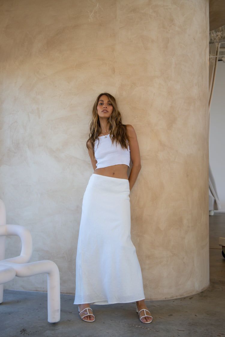 Italian Streets Linen Bias Cut Maxi Skirt White sold by Verge Girl product image thumbnail 2