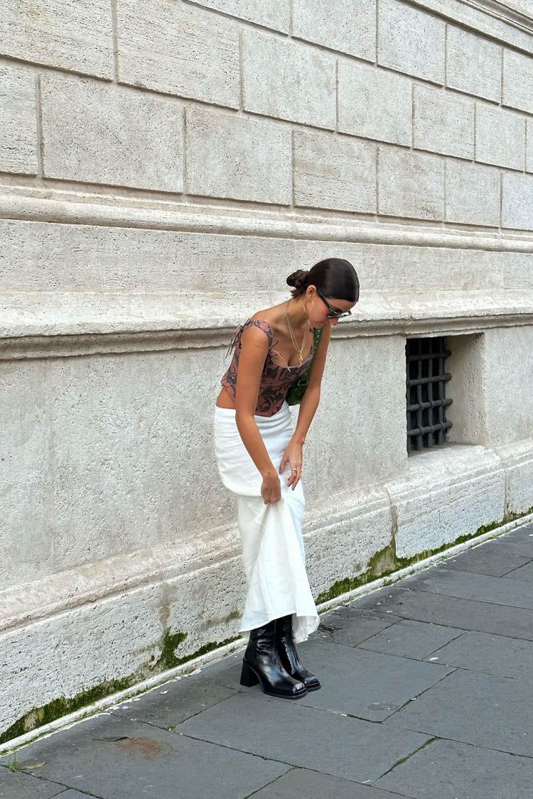 Italian Streets Linen Bias Cut Maxi Skirt White sold by Verge Girl product image thumbnail 3