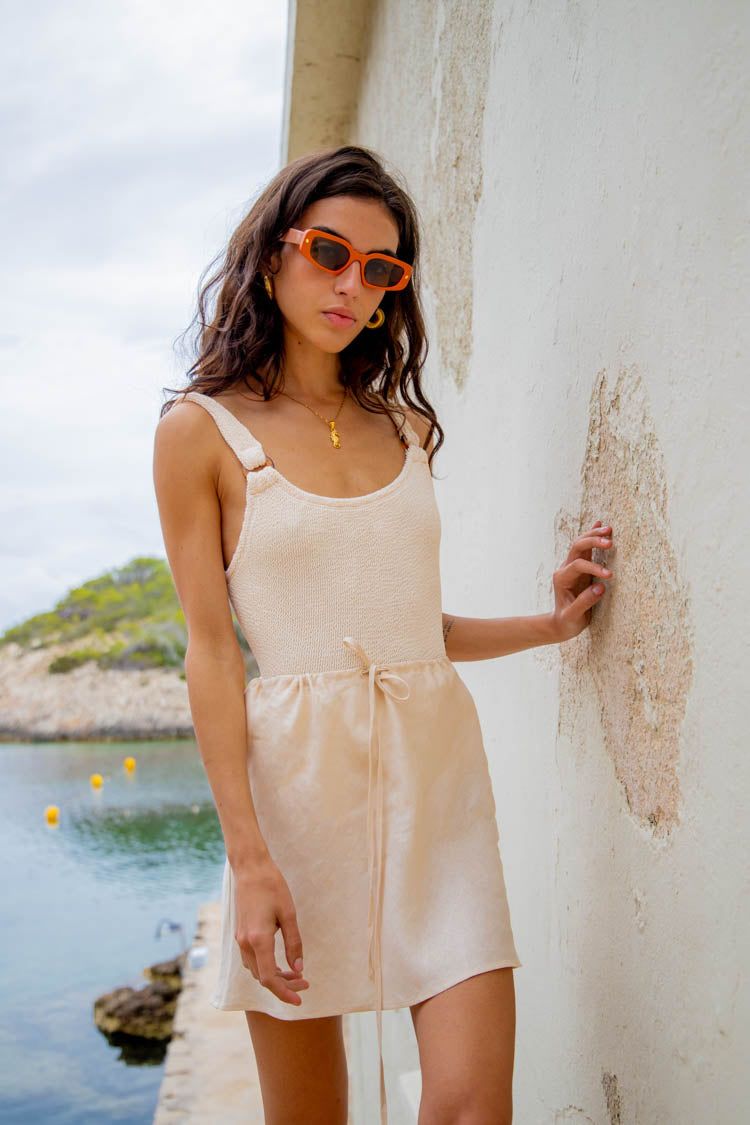 VRG GRL The Way To San Jose Linen Mini Skirt // Cream sold by Verge Girl