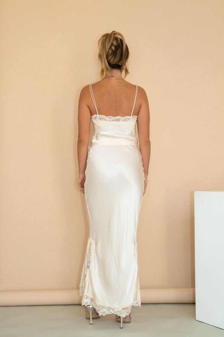 VRG GRL At The Afterparty Bias Cut Midi Skirt // Cream sold by Verge Girl product image thumbnail 8