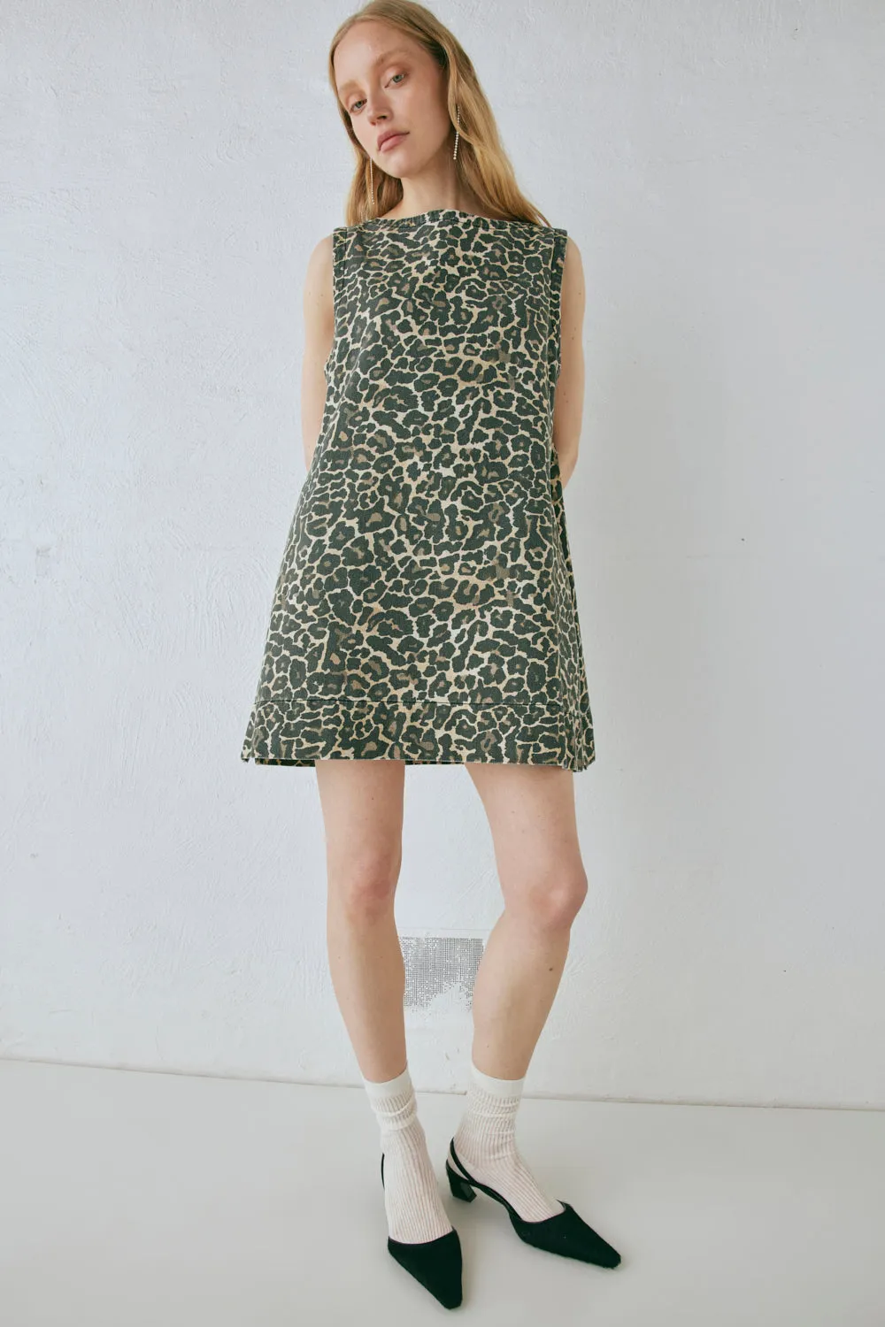 Zia Denim Mini Dress Leopard sold by Verge Girl product image thumbnail 4