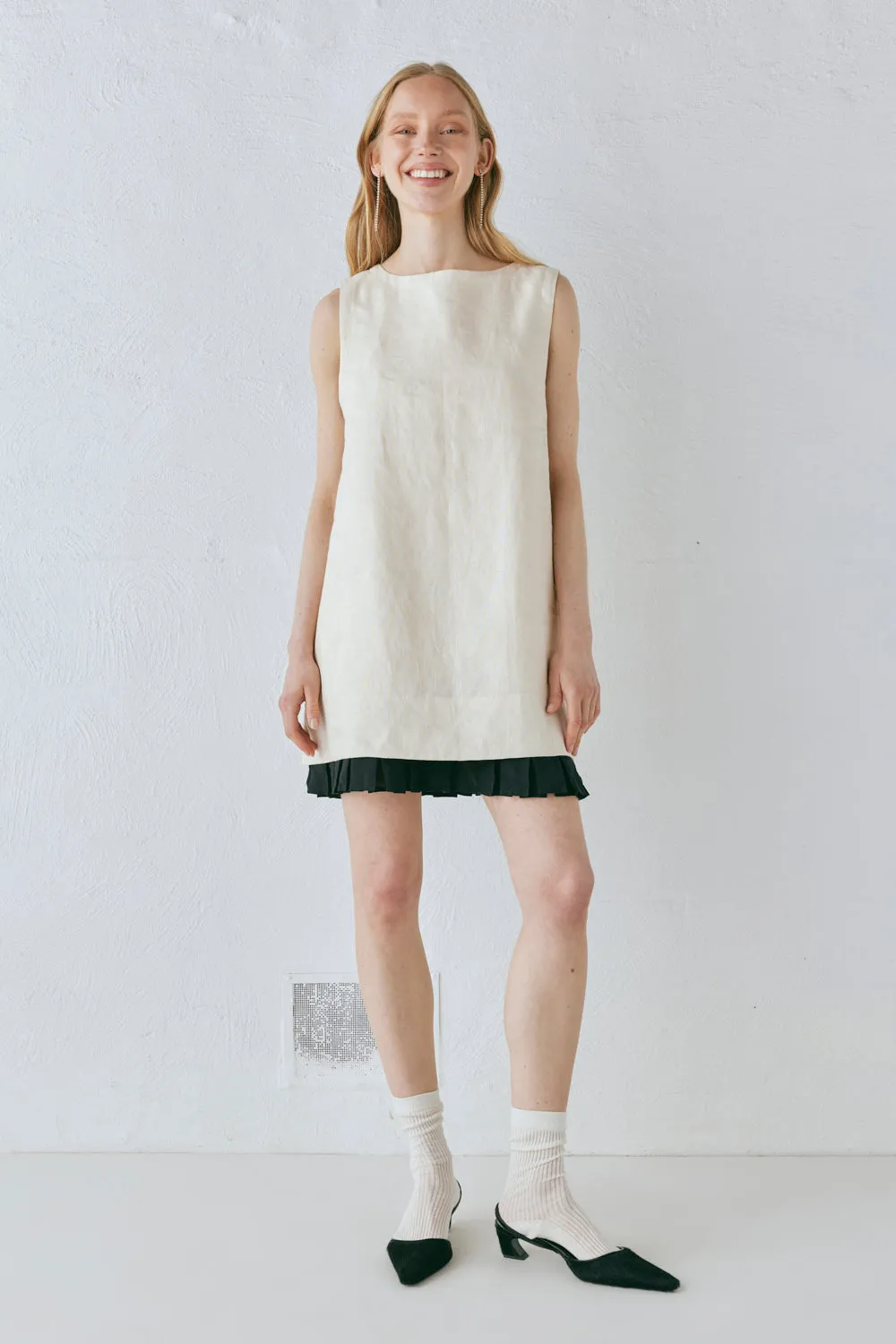 Musa Linen Mini Dress Cream sold by Verge Girl product image thumbnail 4