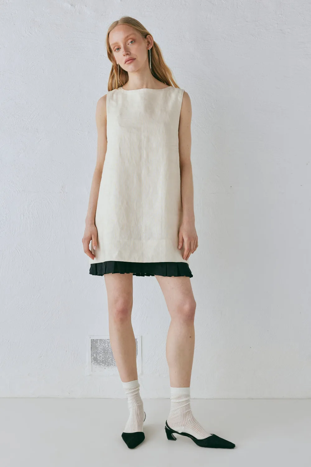 Musa Linen Mini Dress Cream sold by Verge Girl product image thumbnail 2