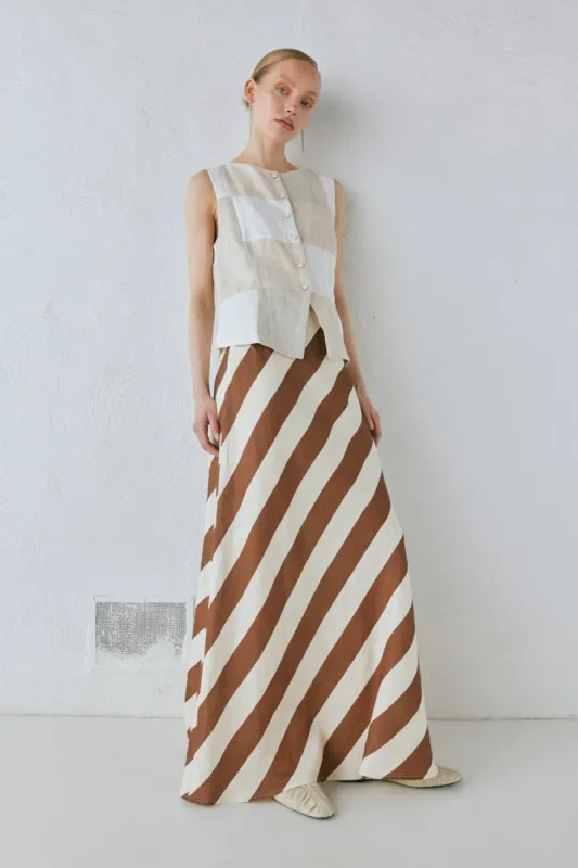 Sun Linen Maxi Skirt Stripe sold by Verge Girl