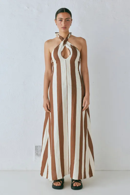 Polly Linen Maxi Dress Stripe sold by Verge Girl
