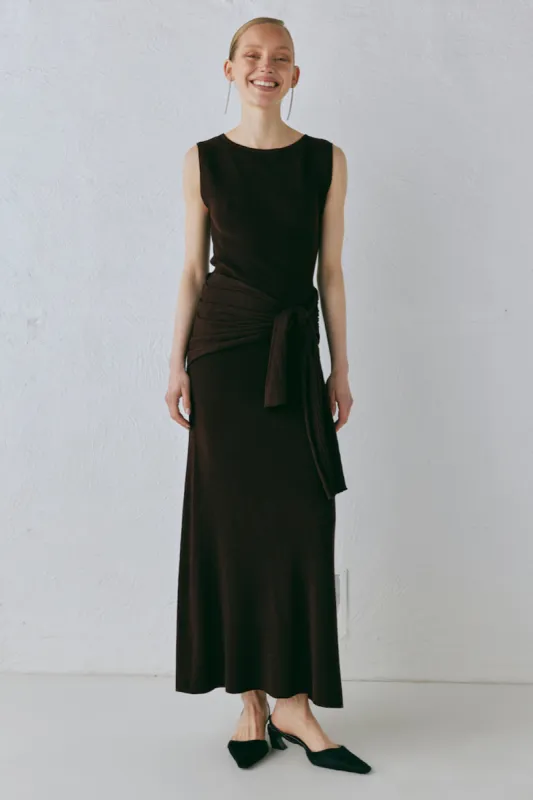 Gia Knit Midi Dress Dark Chocolate sold by Verge Girl