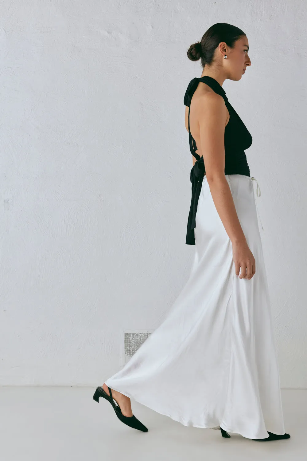 Lyla Satin Maxi Skirt White sold by Verge Girl product image thumbnail 2