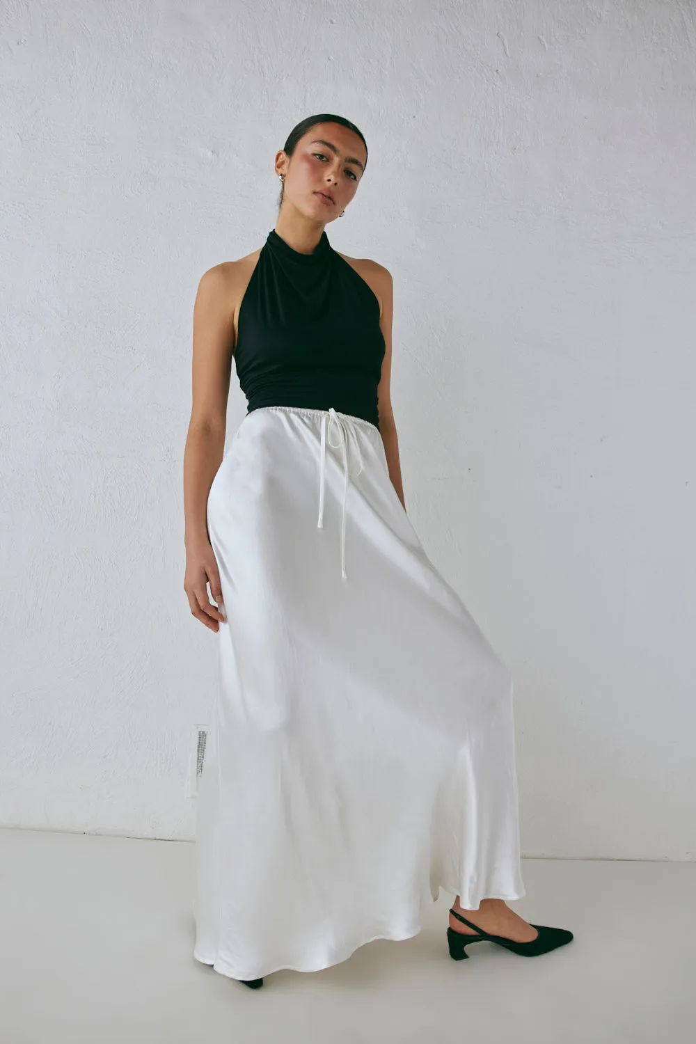 Lyla Satin Maxi Skirt White sold by Verge Girl product image thumbnail 5