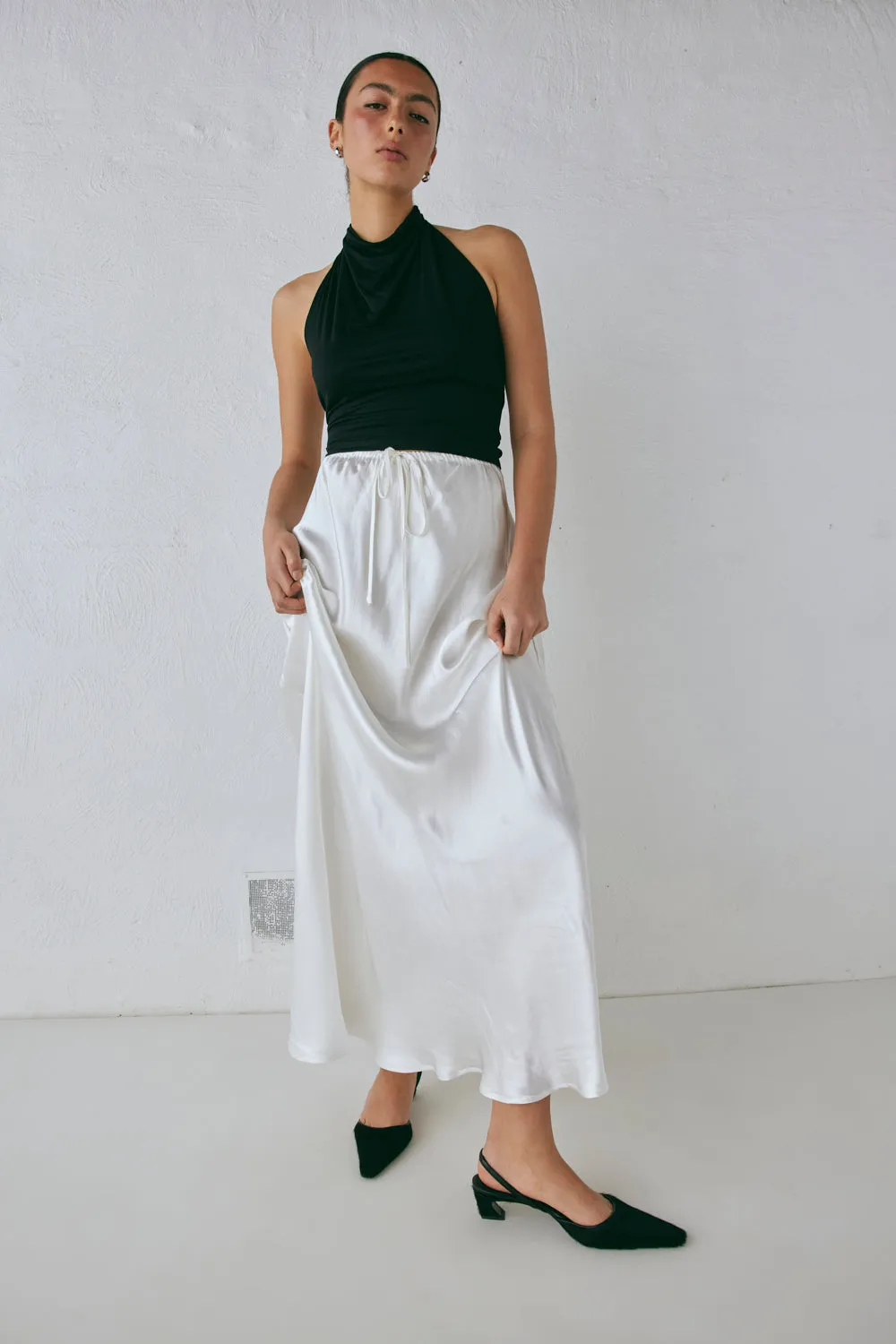 Lyla Satin Maxi Skirt White sold by Verge Girl product image thumbnail 3
